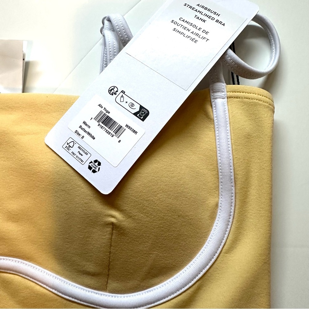 ALO Yoga Yellow Bralette with White Trim - Picture 2 of 3